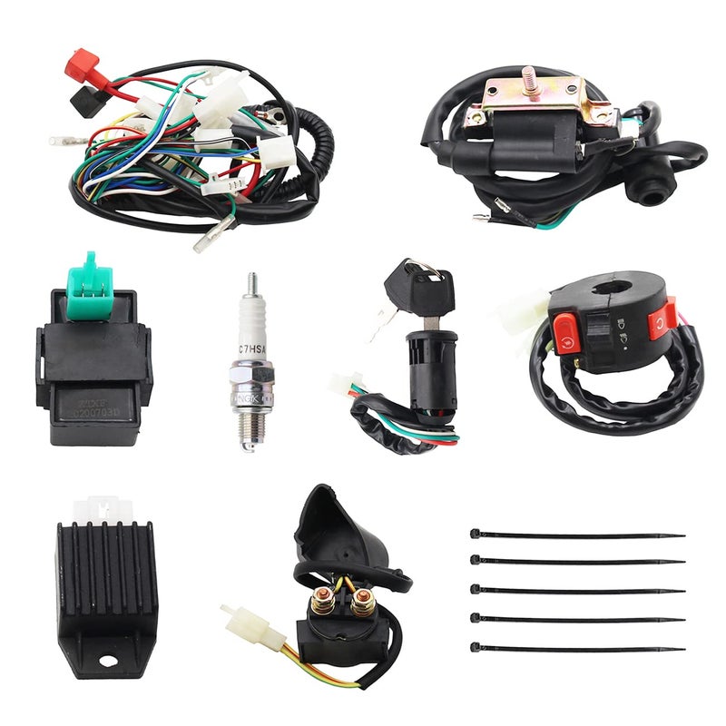 PRO BAT Full Electrics Wiring Harness Coil CDI Spark Plug Kits for 50cc 70cc 90cc 110cc 125cc 140cc ATV Quad Pit Dirt Bike Buggy Go Kart - Image 1